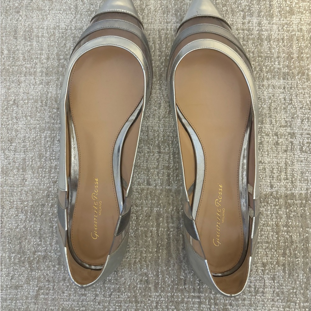 Gianvito Rossi Metallic Silver and Gray Heels